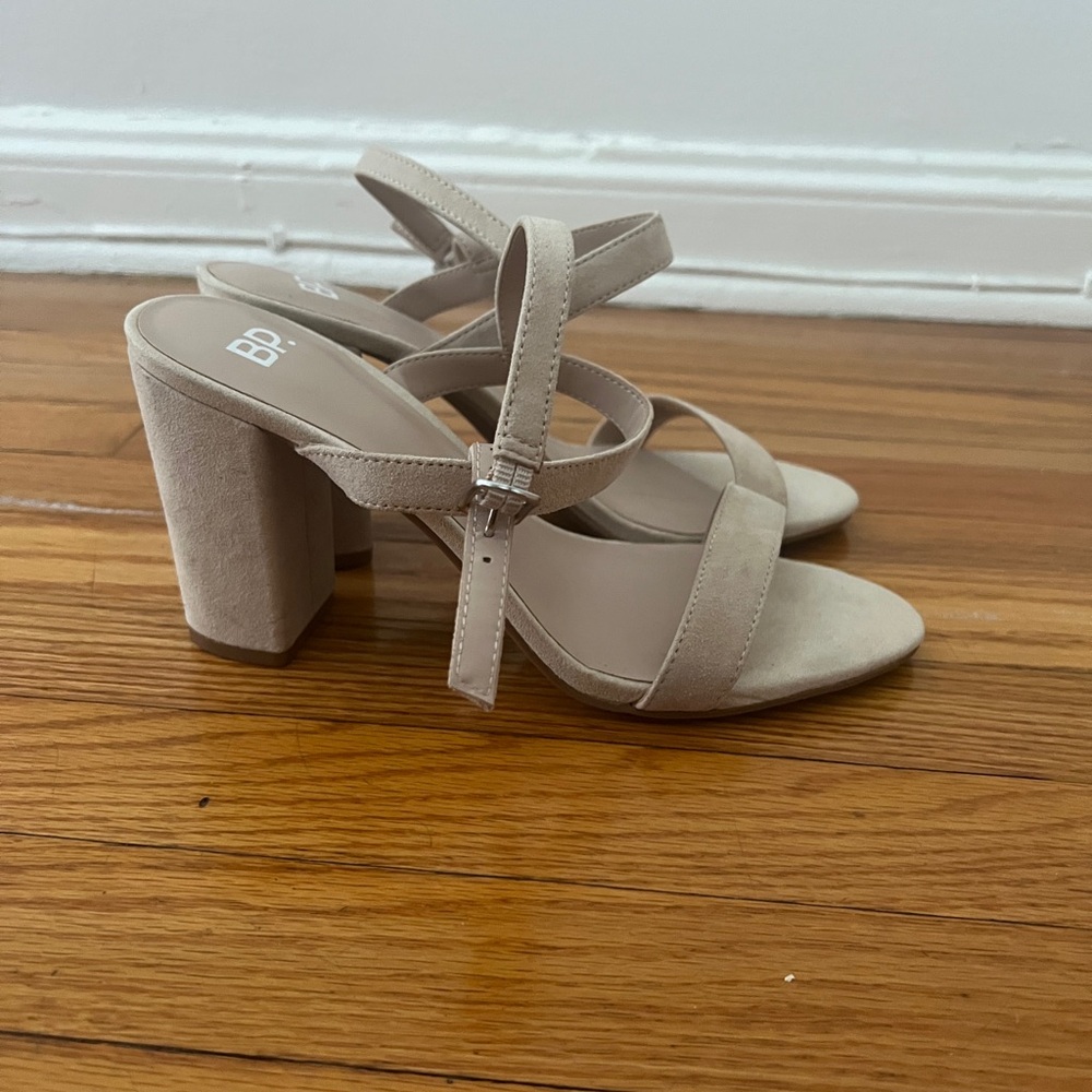 BP Taupe Suede Block Heel Sz 8